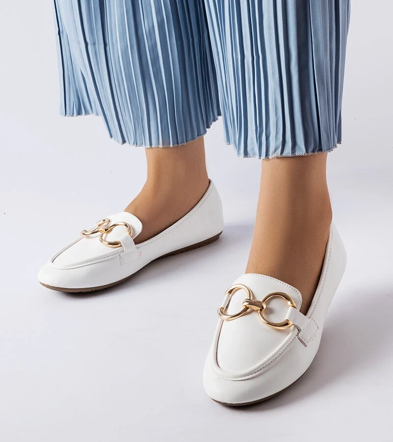 Mocasini albi pentru femei de Couturier