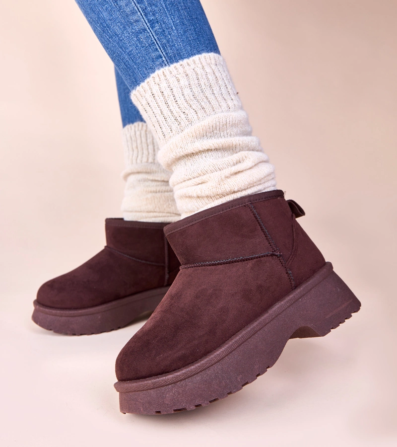 Cizme de zăpadă maro îmblănite pe platformă Phoebe