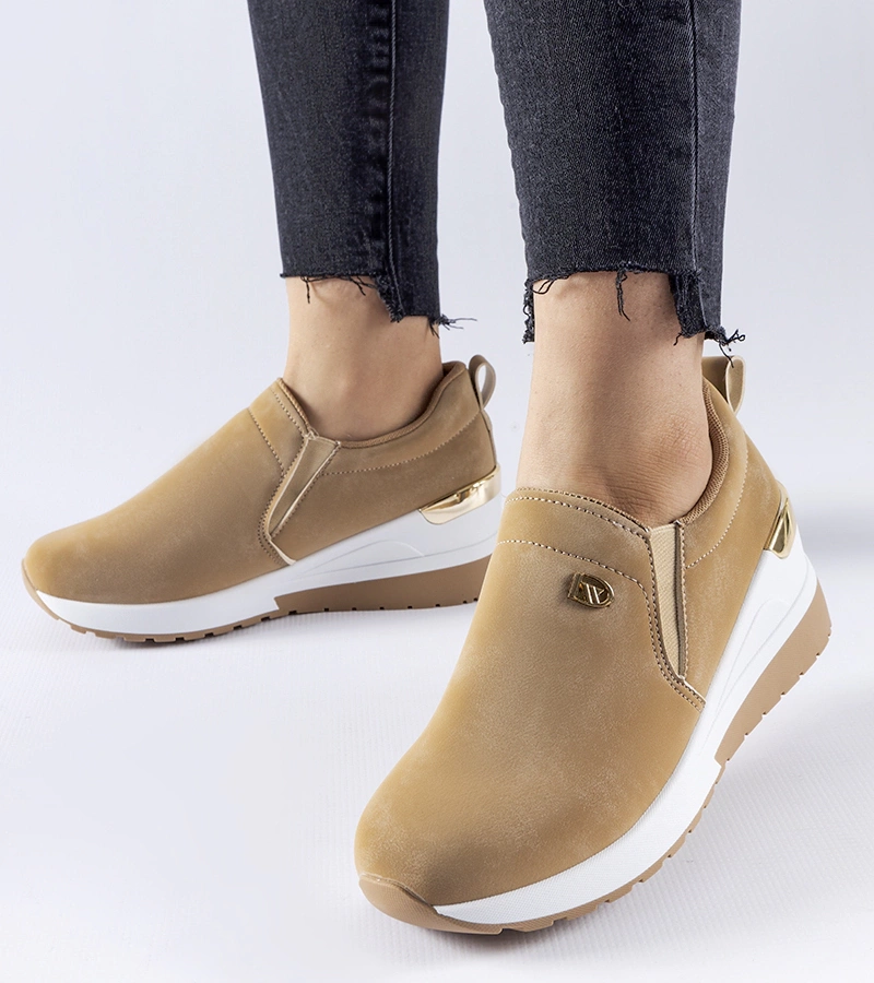 Sneakers cu platformă de culoare bej închis Vitale