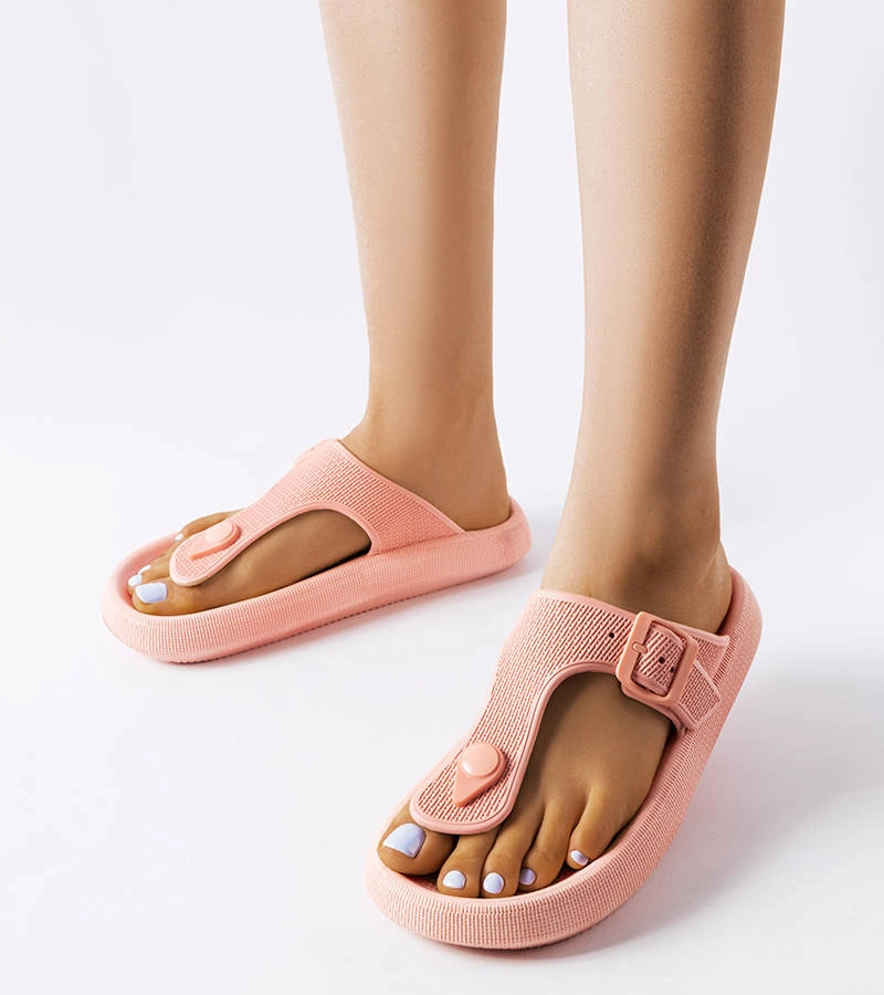 Șlapi cu platformă roz Moretti