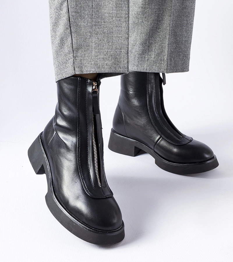 Botine negre căptușite cu fermoar Baldo