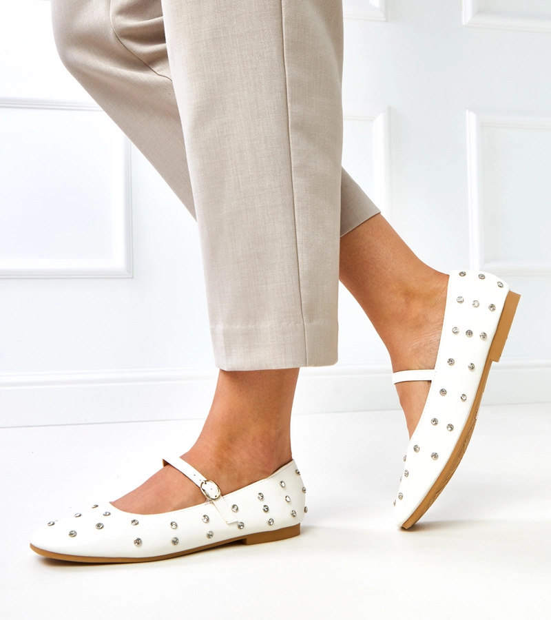 Balerini albi cu cristale Heidi