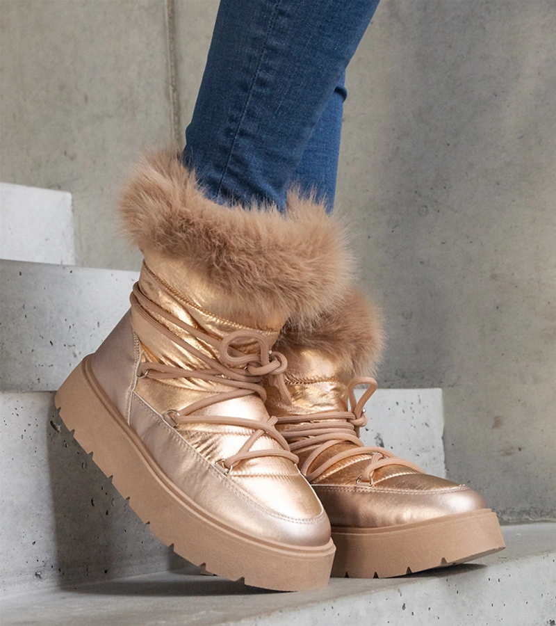 Cizme de zăpadă bej îmblănite Arilla