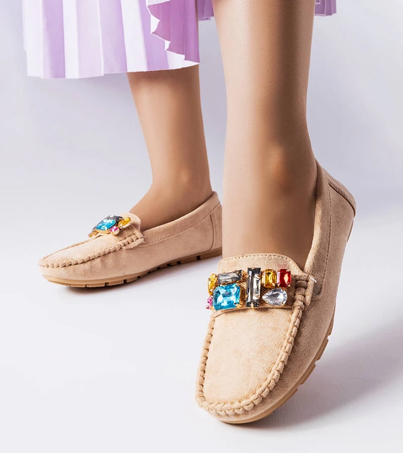 Mocasini bej cu talpă din piele Bertrand