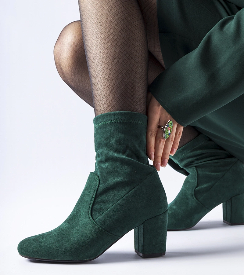 Botine verzi cu toc Lexington