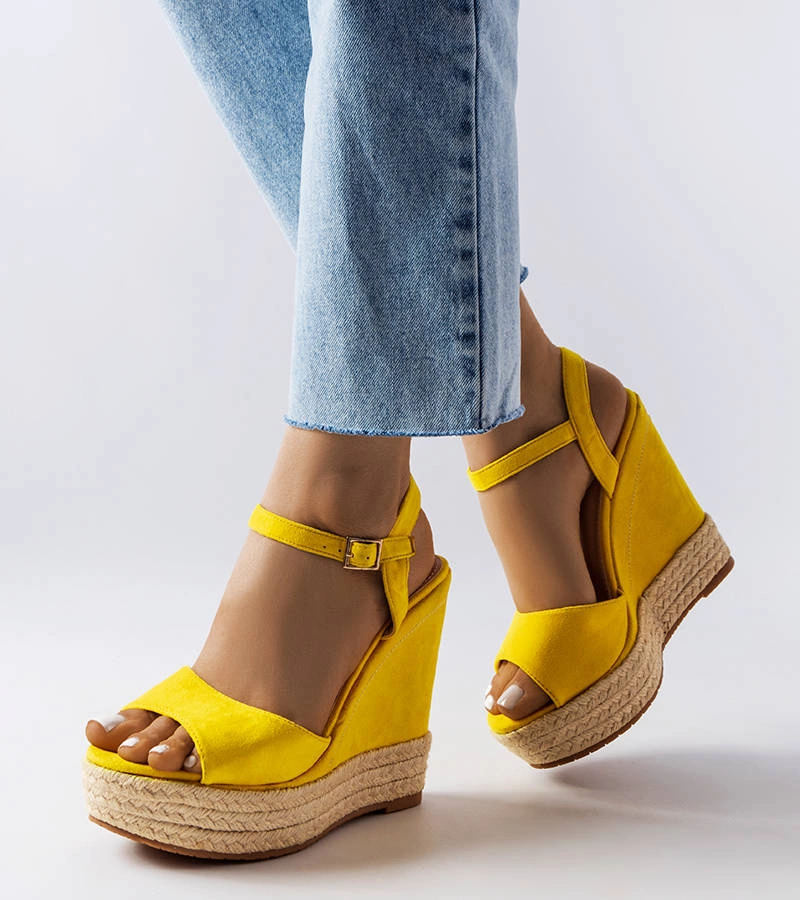 Inalays espadrile galbene pe tocuri