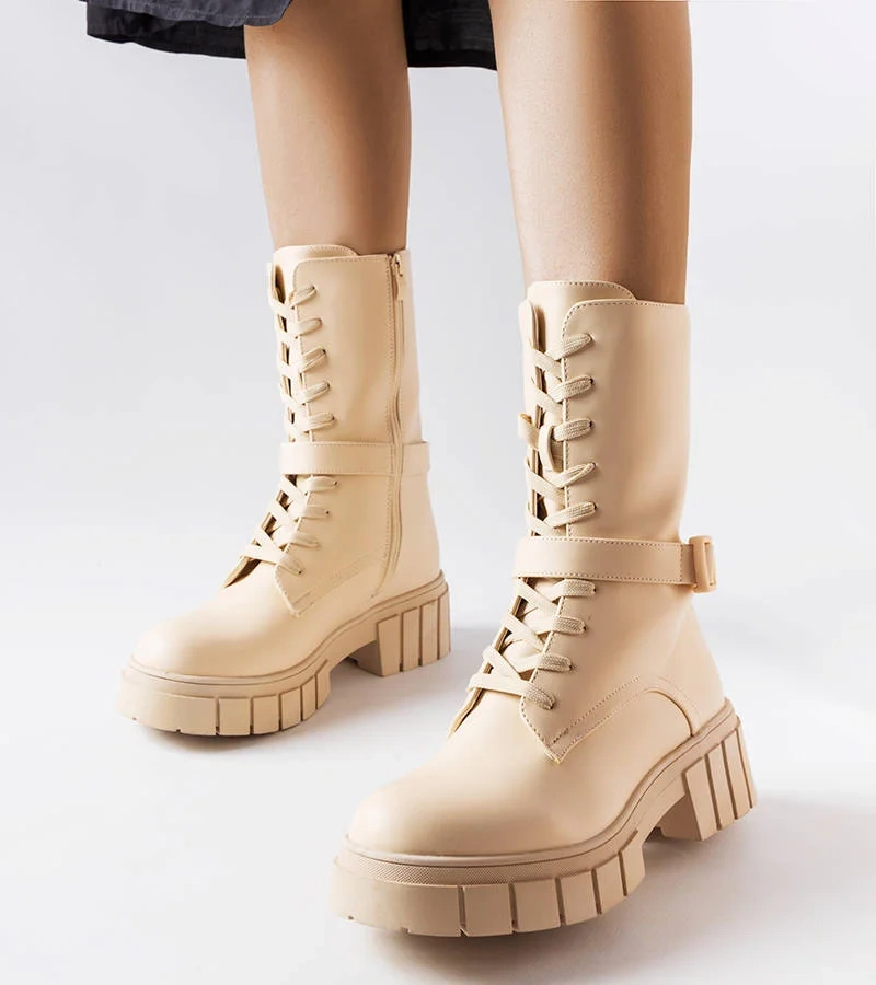 Cizme cu șiret bej - muncitori Rive