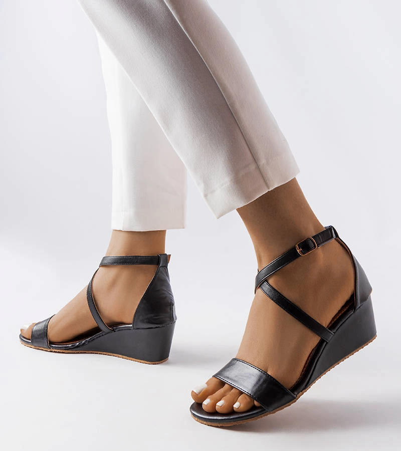 Sandale negre cu platformă Flushing