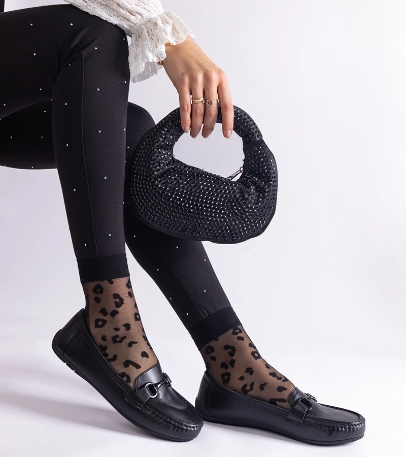 Mocasini clasici negri din piele ecologică Pelayo