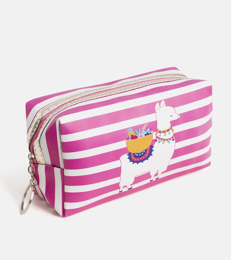 Geantă de machiaj Lama albă și roz