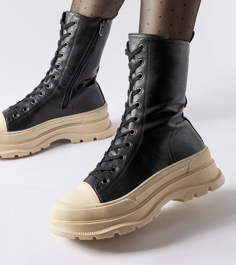 Bocanci negri călduroși cu talpă groasă Giselda