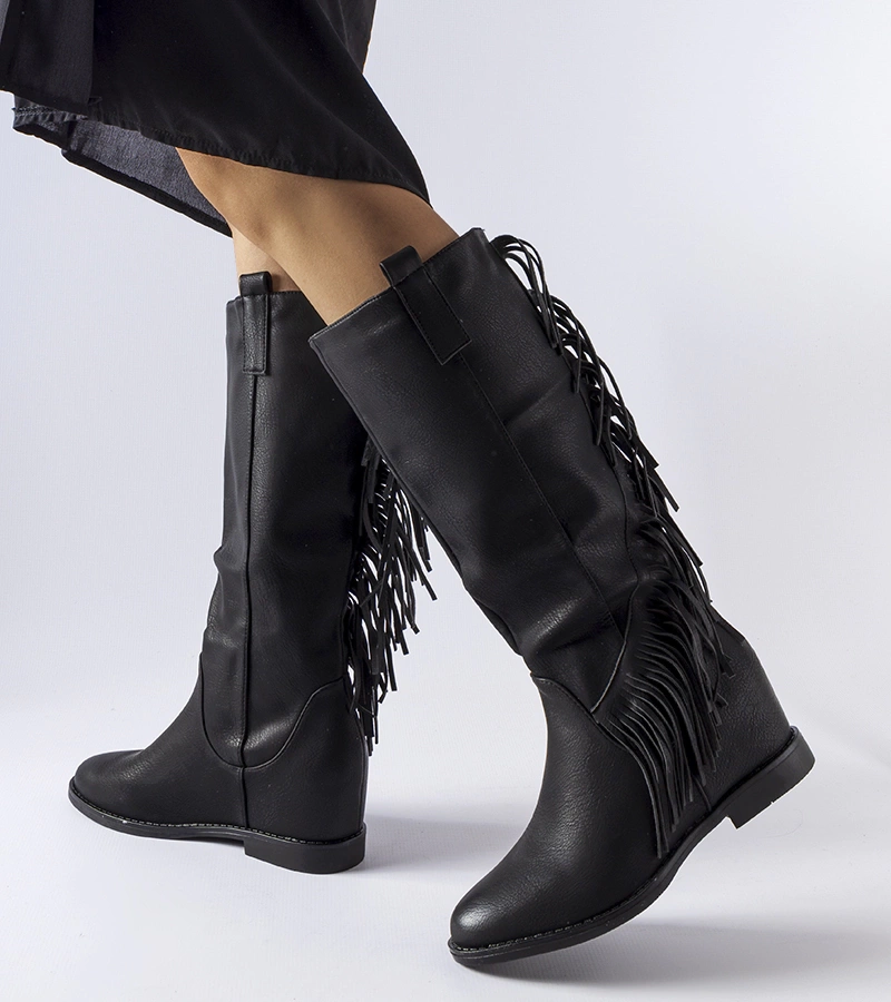 Cizme negre cu toc acoperit Giorgia