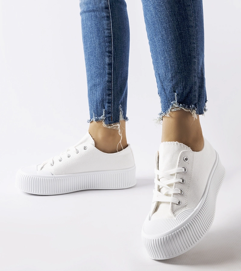 Tenis alb cu talpă groasă Fortunata