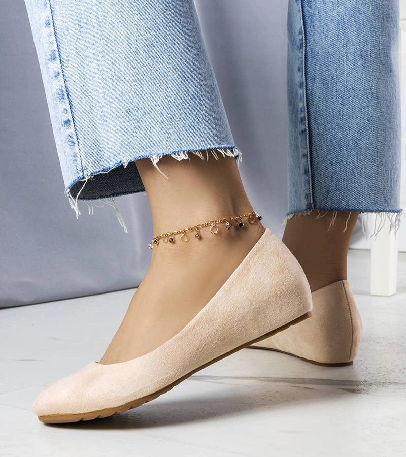 Balerini bej cu tocuri joase Sylvia