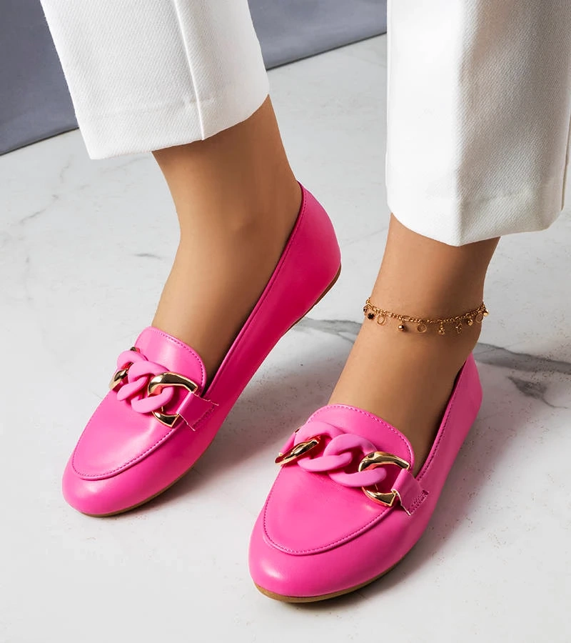 Mocasini roz cu lanț Mamie