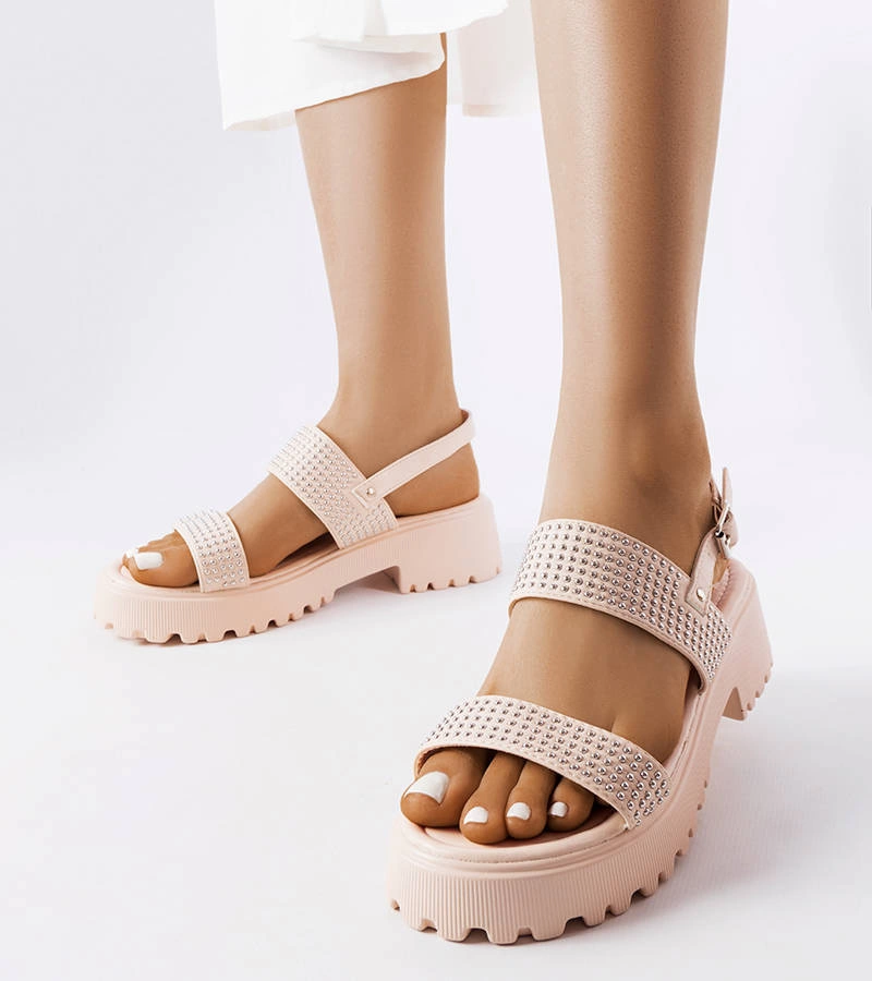 Sandale Biloxi bej cu pietre prețioase Biloxi