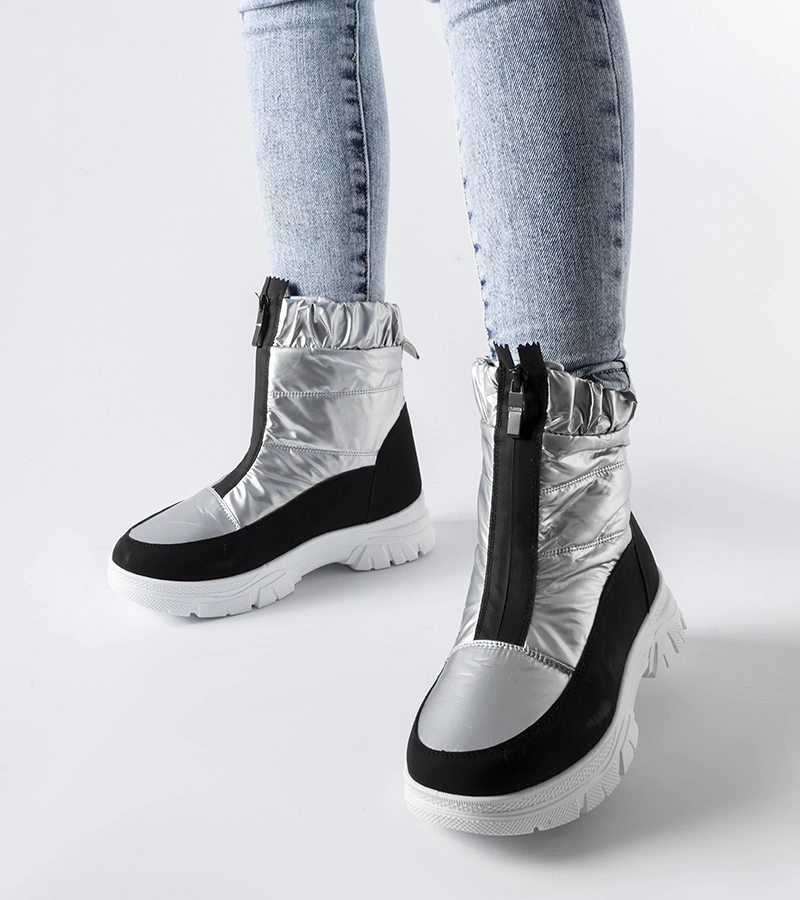 Bocanci de zăpadă căptușiți argintiu-negru Controni