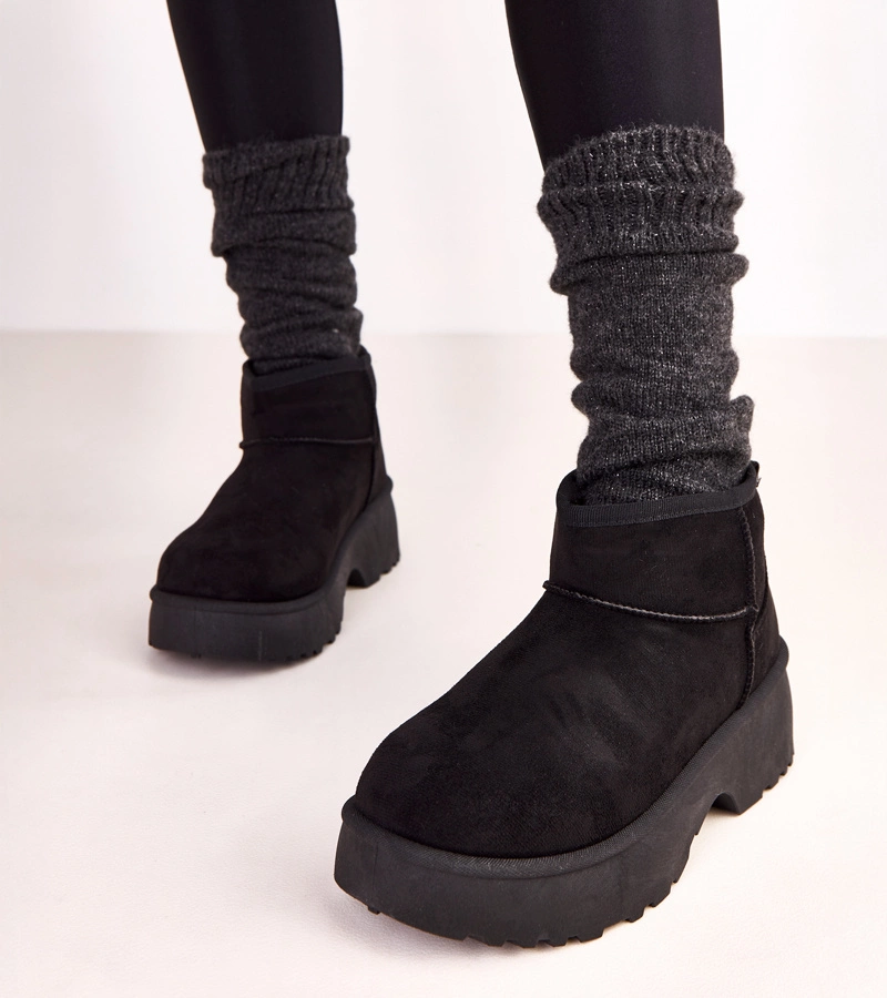 Cizme de zăpadă joase negre din piele ecologică Joshua