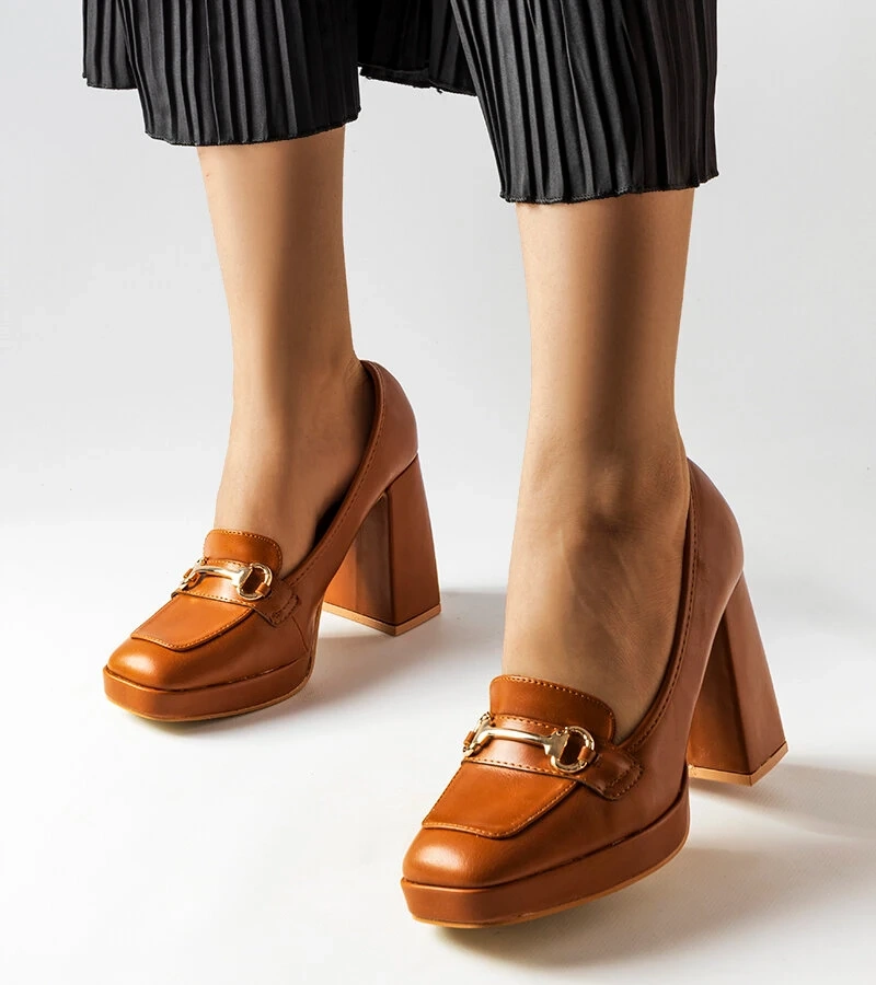 Pantofi stiletto geometrici Blaiss maro