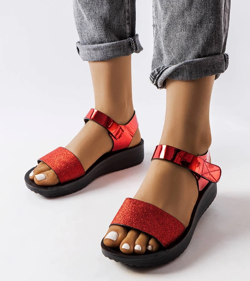 Sandale roșii cu platformă Blask