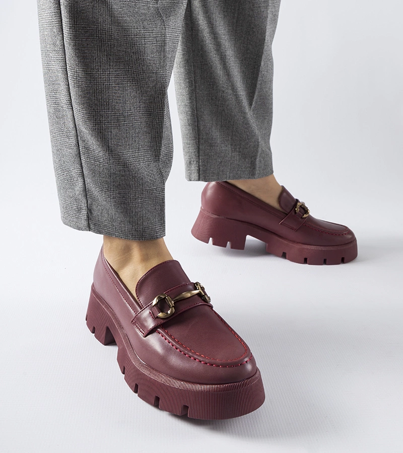 Mocasini bordo cu cataramă Cerzeto