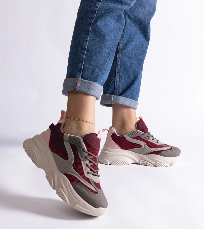 Adidași pentru femei Milenka bordo-gri