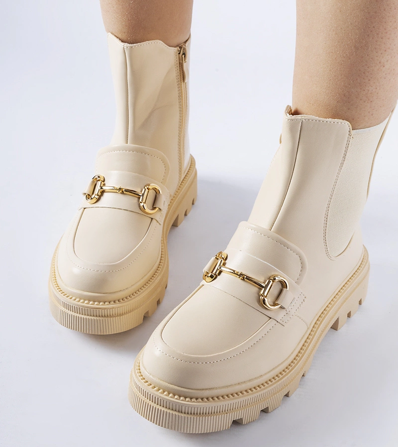 Botine bej cu talpă vizibilă Sailetto