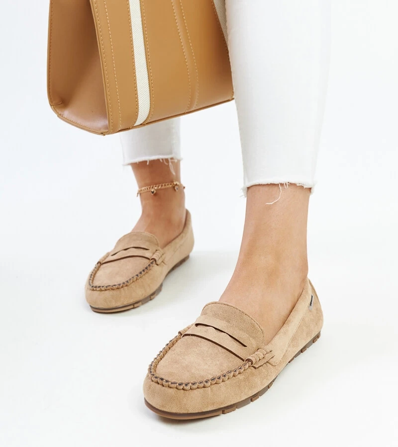 Mocasini de piele intoarsa maro Nafisah