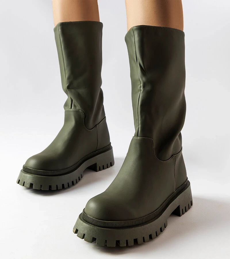 Cizme Hollie verde mat