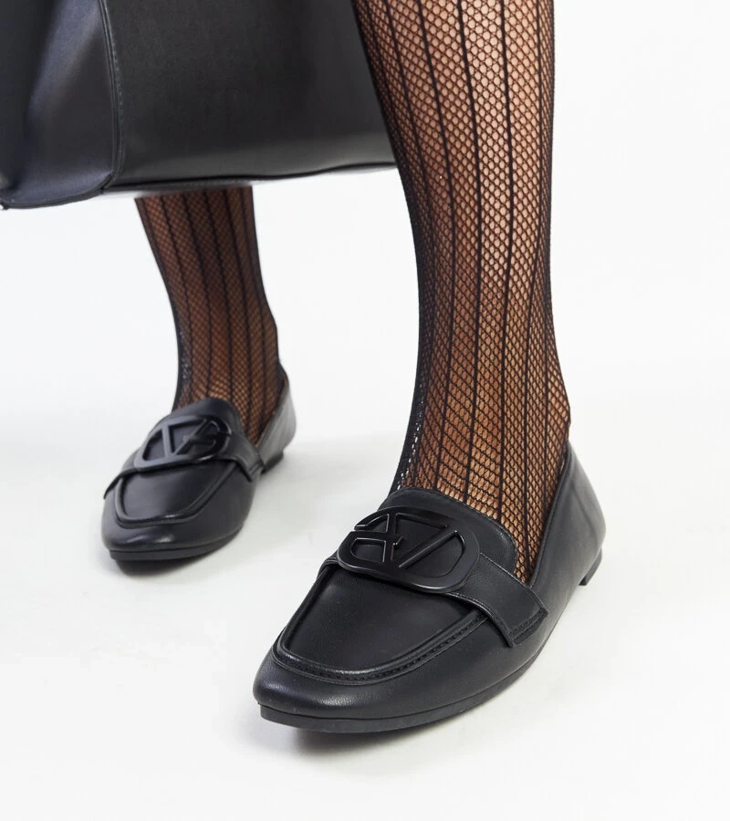 Mocasini negri cu clema Delgi