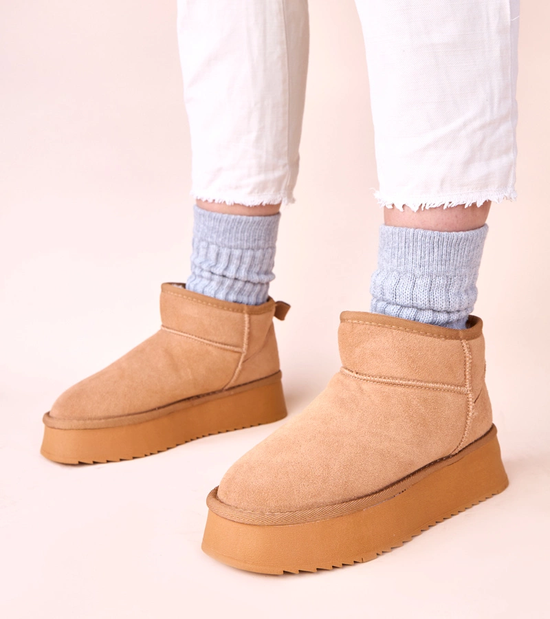 Cizme de zăpadă maro din piele întoarsă naturală Armona