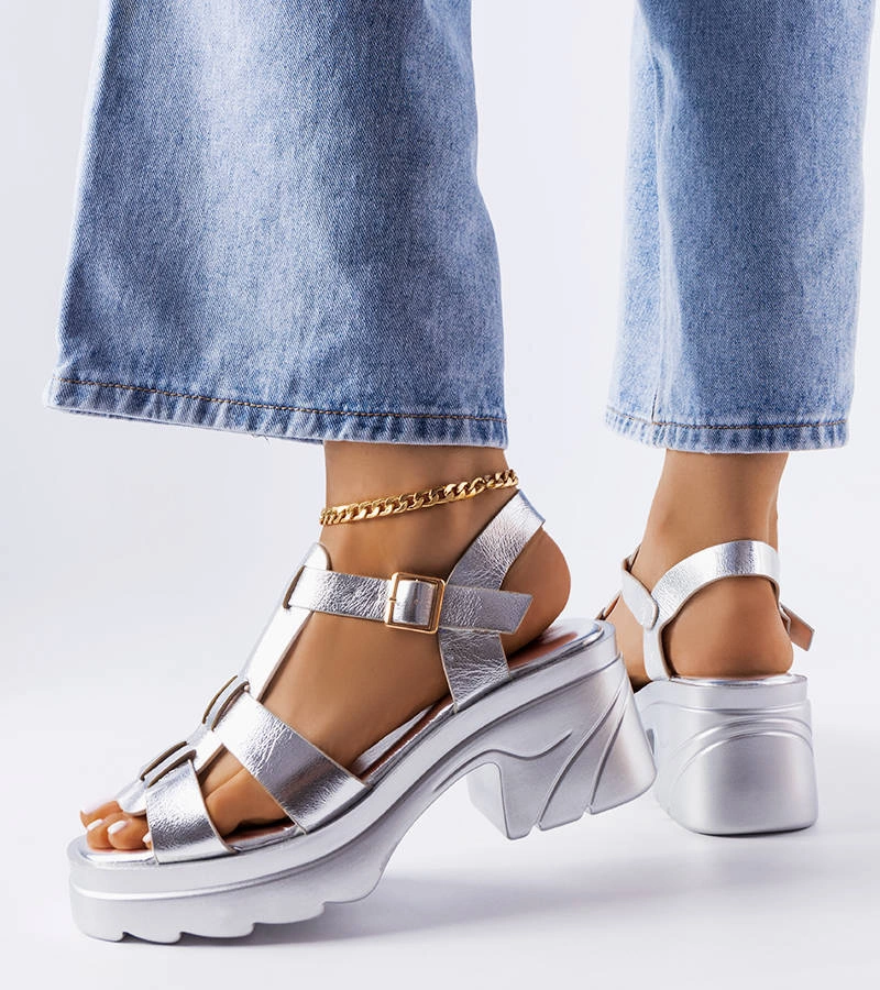 Sandale cu toc stiletto Silver Sunset