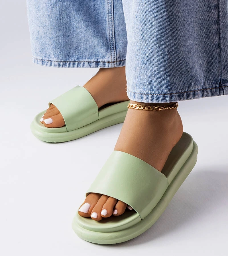 Șlapi cu platformă Paquette verde