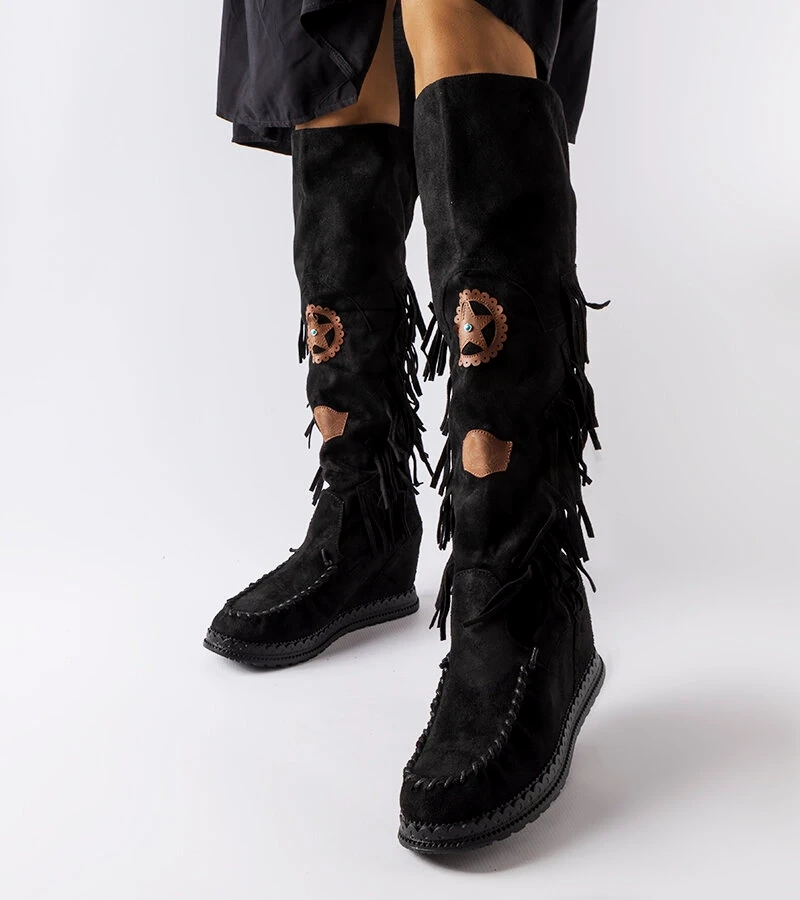 Cizme negre cu platformă Cascia