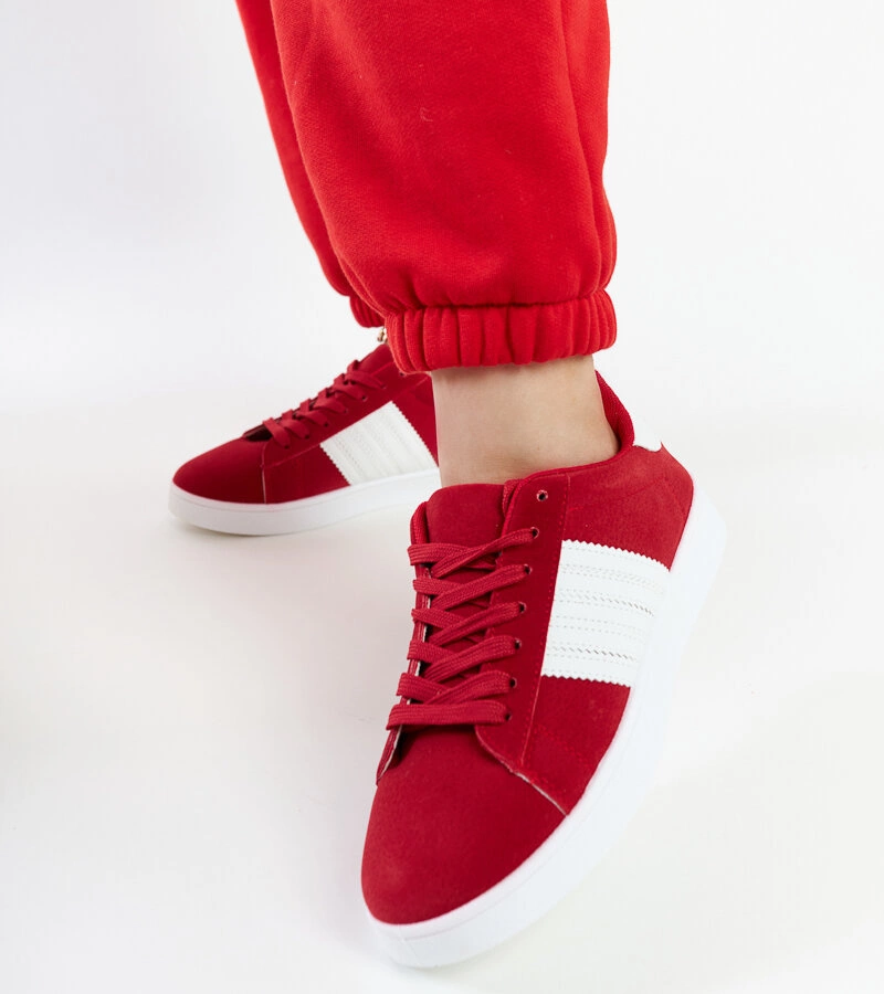 Sneakers roșii de piele intoarsă pe platforma Serap