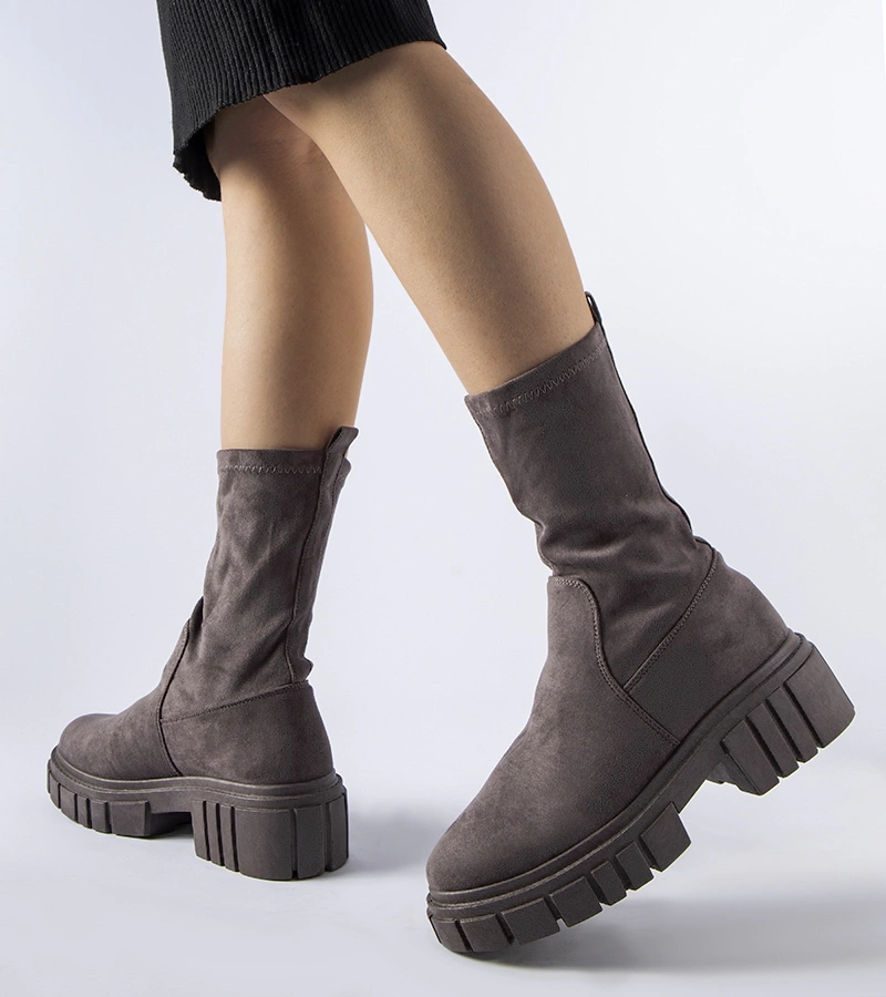 Cizme gri cu brățară decorativă Geraldo 1268 GREY