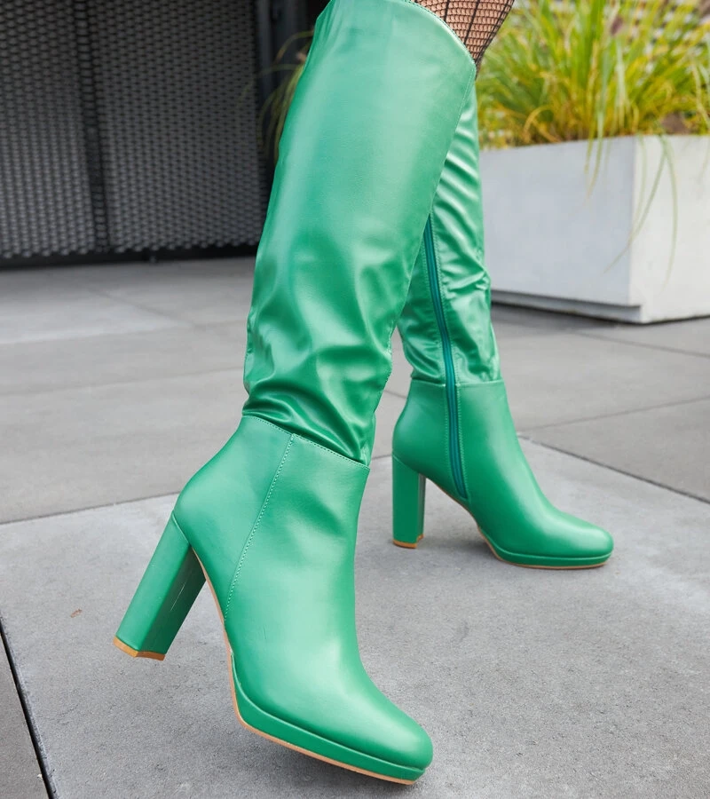 Cizme verzi cu toc Strother