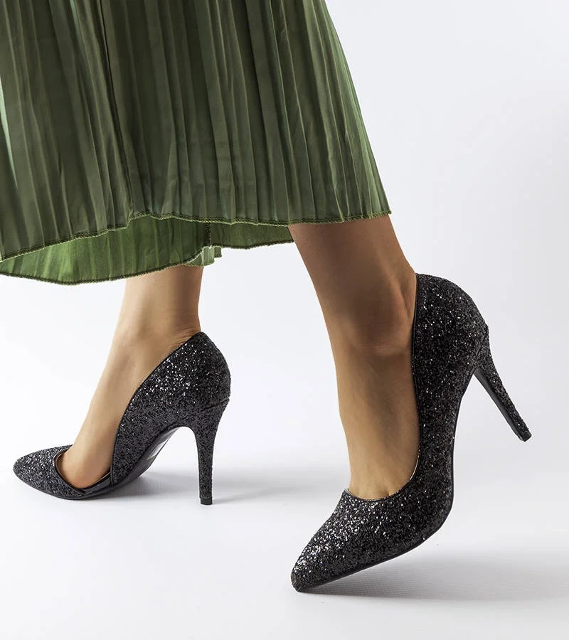 Stilettos negri din brocart de Arsenault