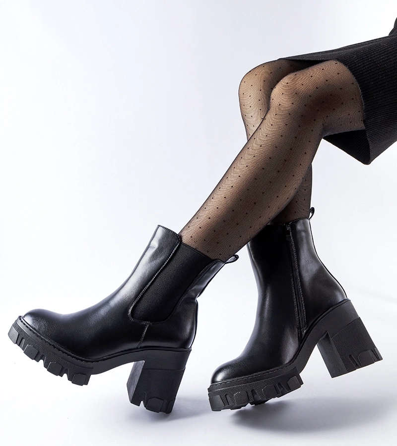 Botine negre călduroase cu toc Corpolo