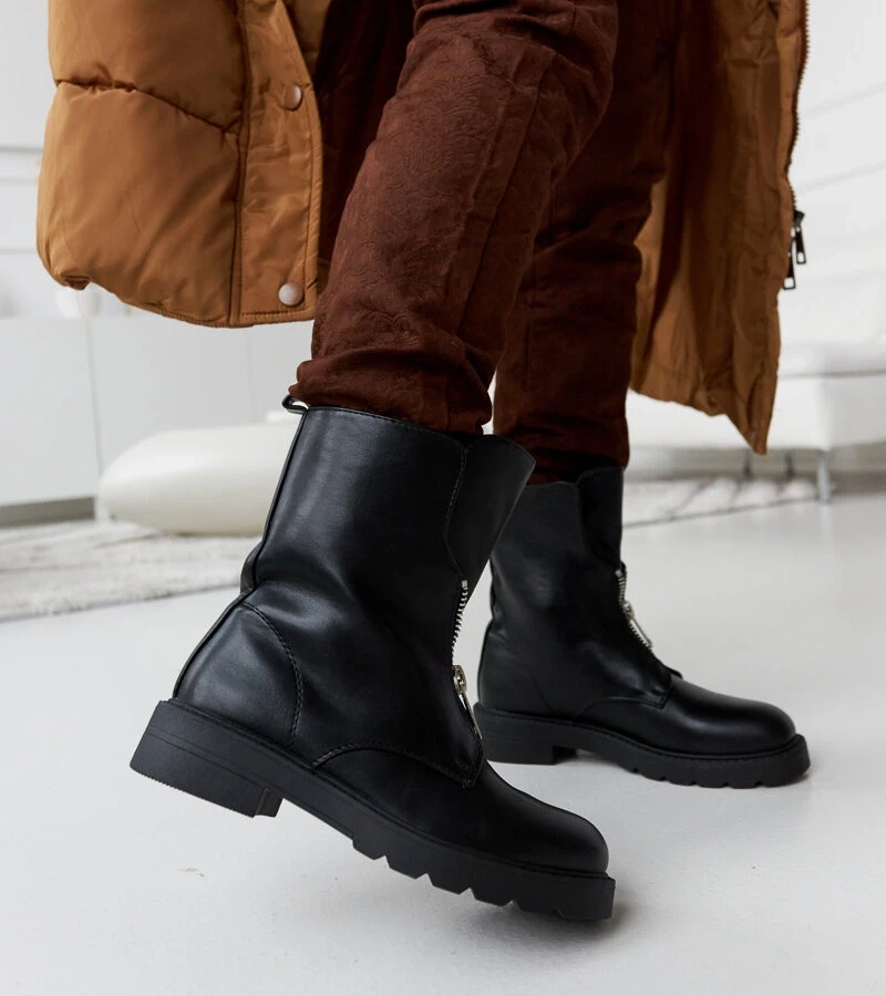 Botine negre călduroase cu fermoar Oakdale