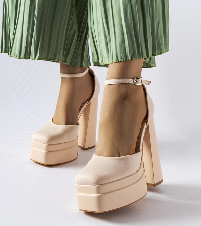 Pantofi cu toc înalt bej 6823 BEIGE