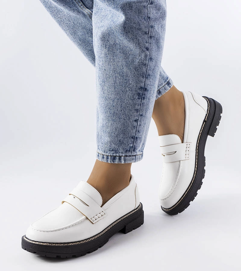 Pantofi albi cu talpă din piele Biddie