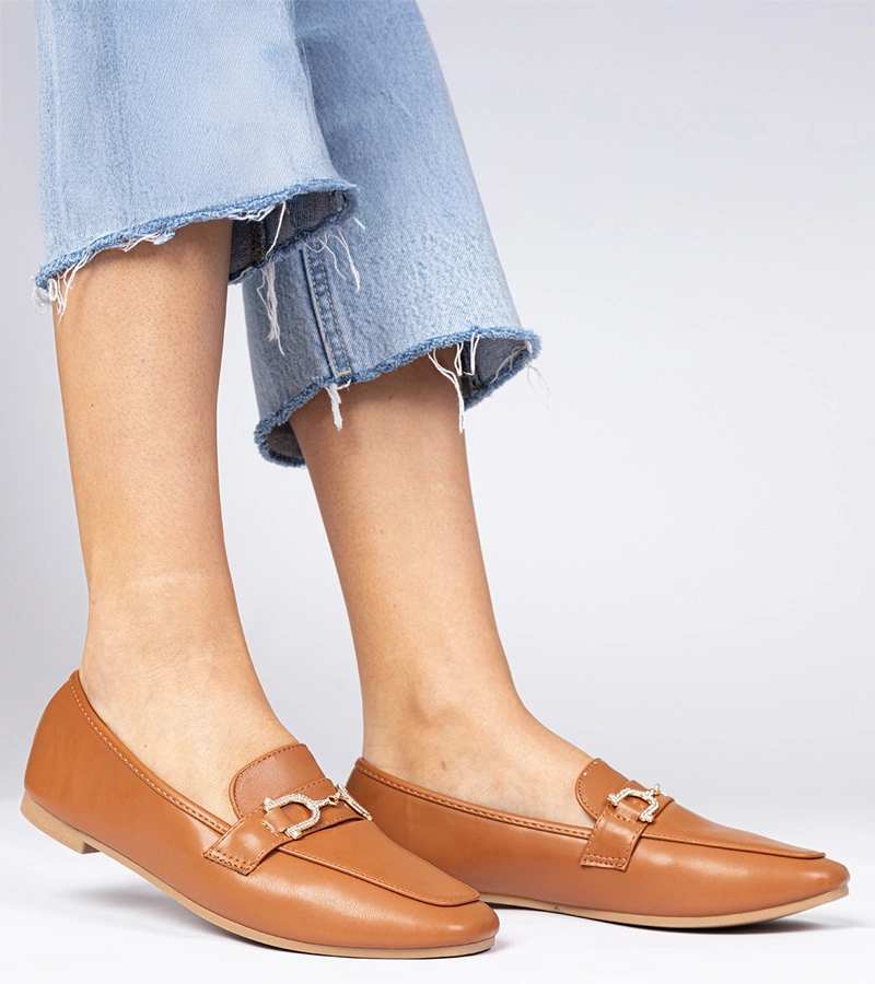 Pantofi eleganți maro cu zirconii Banzao