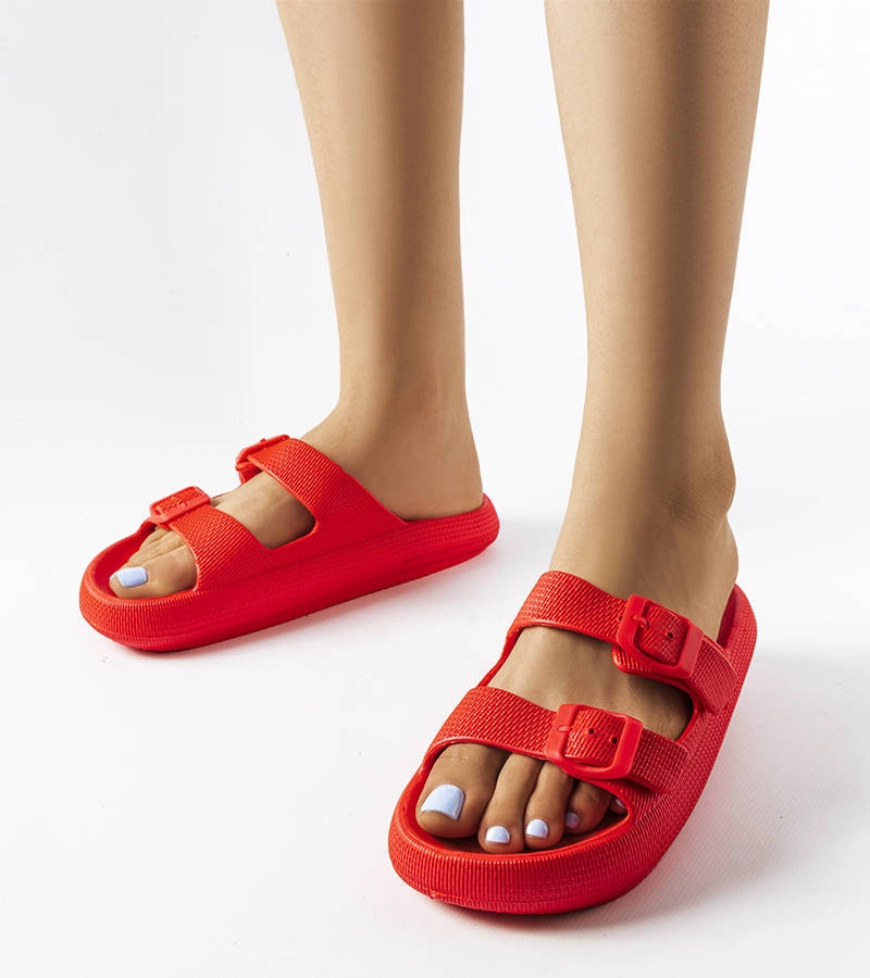 Șlapi de cauciuc roșu cu catarame Padova