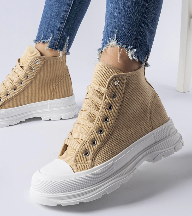 Tenisii înalte de culoare bej închis Villaggio