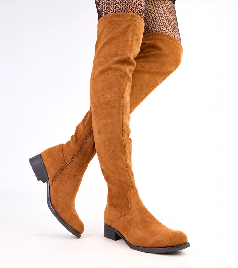 Cizme lungi maro cu talpă joasă Heloren