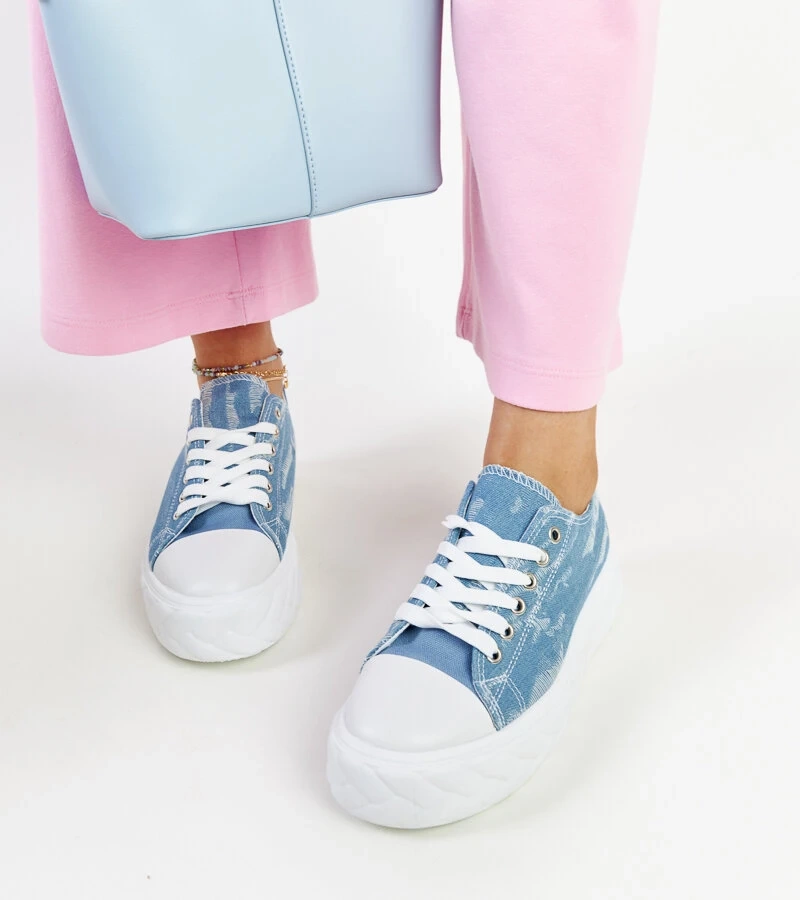 Teniși albaștri cu platformă înaltă Almaz