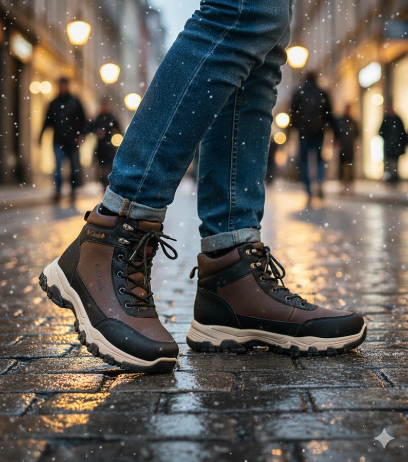 Ghete maro îmblănite pentru bărbați cu talpă înălțată Pedro