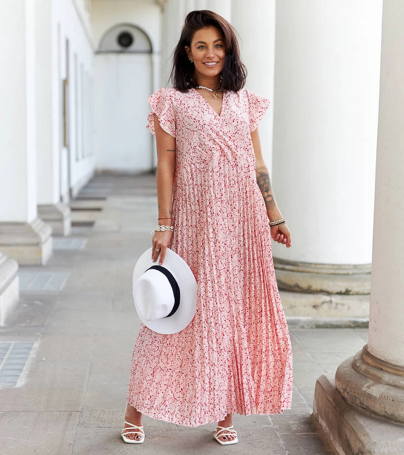 Rochie maxi cu flori roz de Dorina