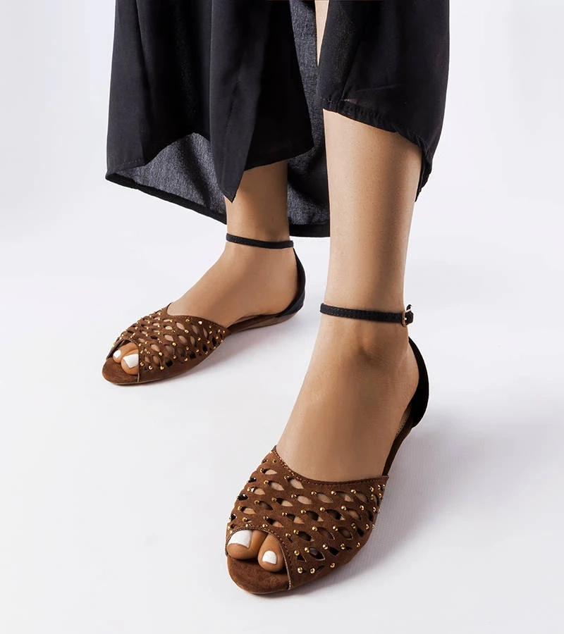 Sandale maronii traforate cu zirconii de Avice